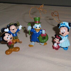 LOT of 3 1992 Avon Mickey's Christmas Carol Ornaments Minnie Scrooge Mickey